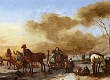 Philips Wouwerman A Winter Landscape with Horse-Drawn Sleds painting